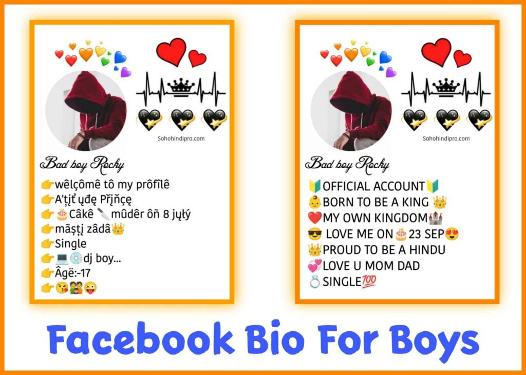 facebook bio for boys